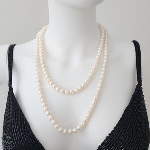 Auth 18k Solid White Gold Japanese Pearl Necklace